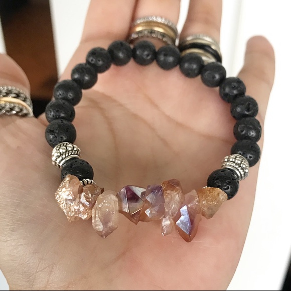 Genuine amethyst peach reflects crystal bracelet - Picture 5 of 8
